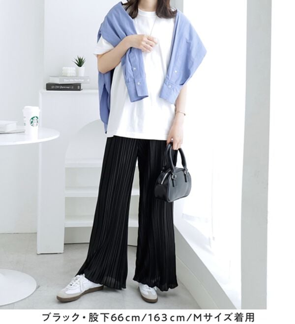 Viola e Viola（ヴィオラ エ ヴィオラ）の「着心地楽ちん！さらっと軽やかプリーツパンツ（フルレングスパンツ）」｜詳細画像