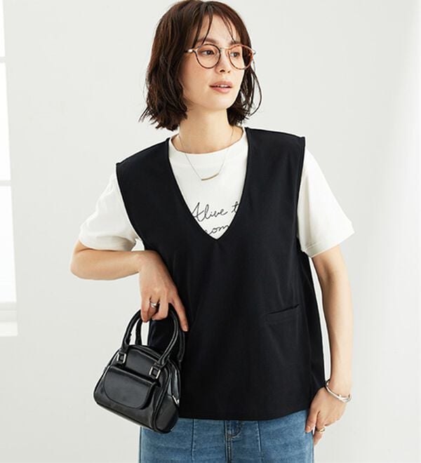 BELLUNA（ベルーナ）の「機能付ジョーゼット素材ベストセットアップ（セットアップ）」｜詳細画像