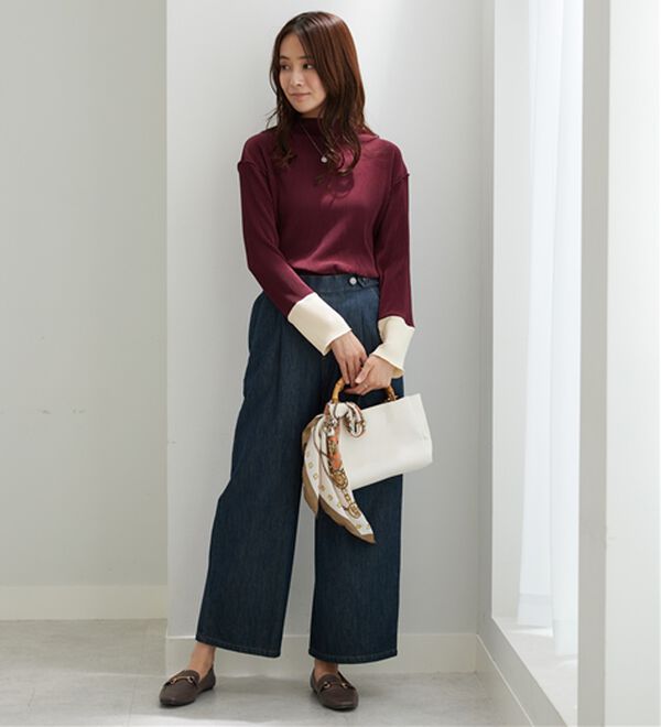 BELLUNA（ベルーナ）の「プリーツ素材配色デザインプルオーバー（カットソー）」｜詳細画像