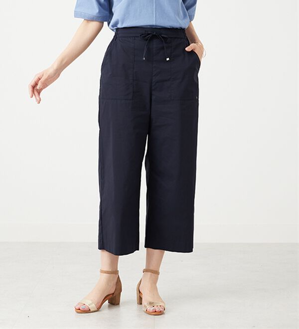 BELLUNA（ベルーナ）の「【店舗・ネット限定】サラリ綿混ベイカーワイドパンツ（ワイドパンツ・ガウチョ）」｜詳細画像