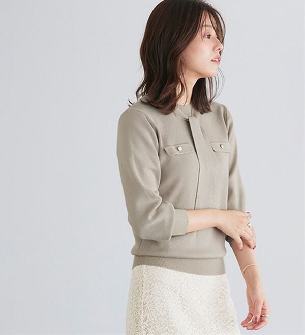 Pierrot（ピエロ）の「ボウタイポケットニット（ニット・セーター）」｜詳細画像