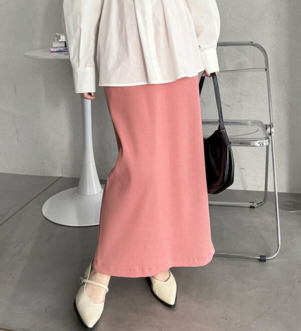 GeeRA（ジーラ）の「【着回し力◎】楽ちんすっきり見え！リブロングスカート（ロングスカート）」｜詳細画像