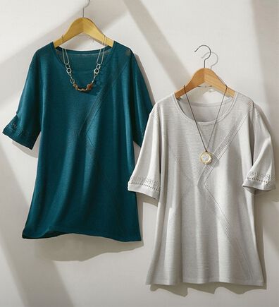 ルフラン（ルフラン）の「【２色組】シルク１００％編地切替セーター（ニット・セーター）」