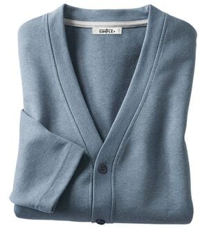 「＜シンプル＆プラス＞毎日活躍！お買得カーディガン（メンズカーディガン）」｜ブルーグレー