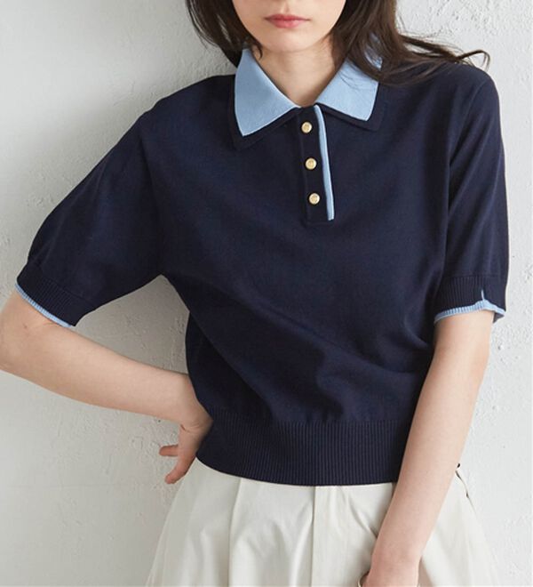 RANAN（ラナン）の「【６つの機能付】ひんやりダブルカラーポロニット（ニット・セーター）」｜詳細画像