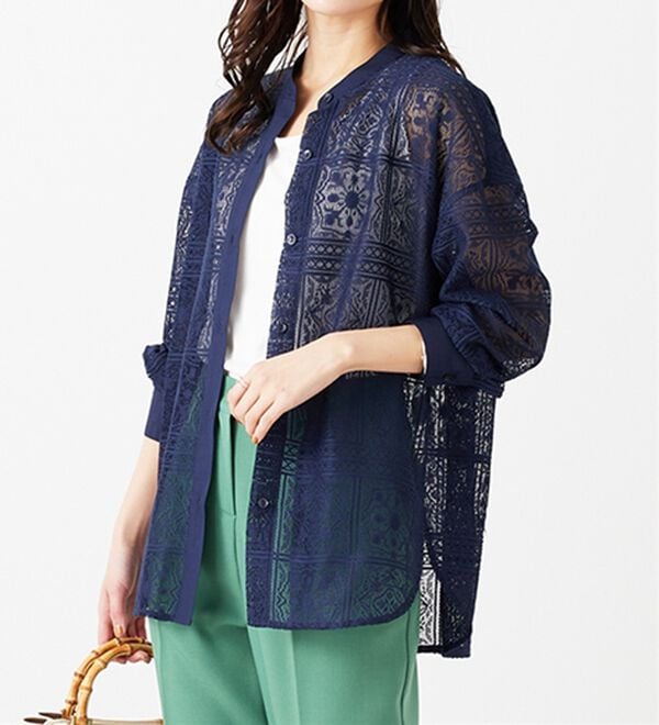 BELLUNA（ベルーナ）の「上品レース素材シャツチュニック（チュニック）」｜詳細画像