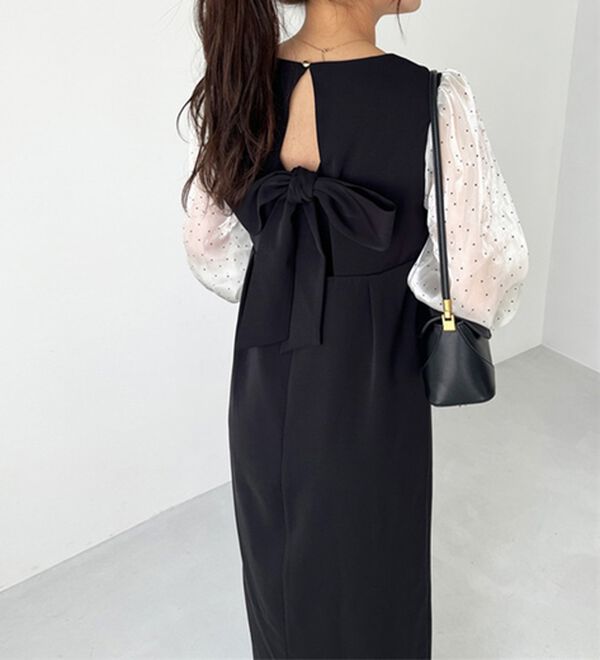 GeeRA（ジーラ）の「【オケージョン】バックリボンシアードット切替ワンピース（その他ワンピース）」｜詳細画像