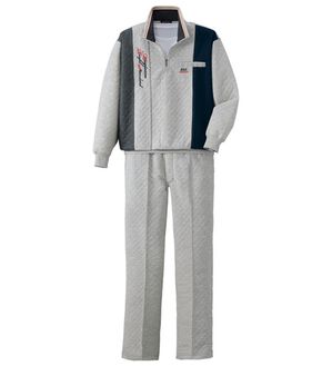 「やわらかキルトの切替リラクシングスーツ（メンズルームウェア）」｜グレー