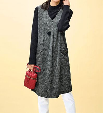 BELLUNA（ベルーナ）の「ツイード調タック使いジャンパースカート（チュニックワンピース）」