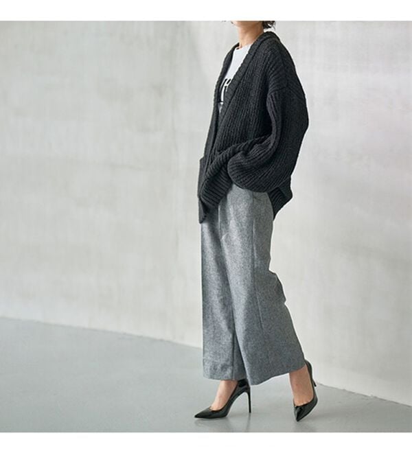 ボタンデザインハイウエストワイドパンツ - ベルーナ【公式】