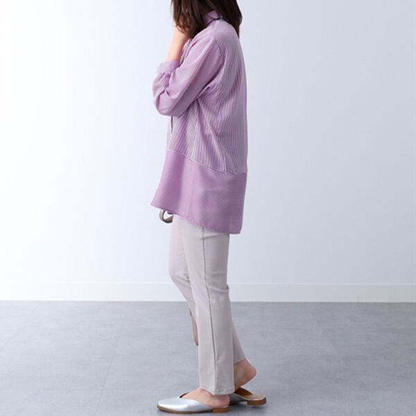 BELLUNA（ベルーナ）の「ストライプ切替デザインシャツチュニック（チュニック）」｜詳細画像