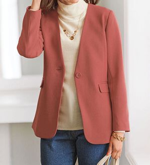 BELLUNA（ベルーナ）の「カジュアルコーデを格上げ！ウール調ノーカラージャケット（ノーカラージャケット）」｜詳細画像