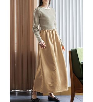 RANAN（ラナン）の「ニットドッキングワンピース（ドッキングワンピース）」｜ベージュ／キャメル