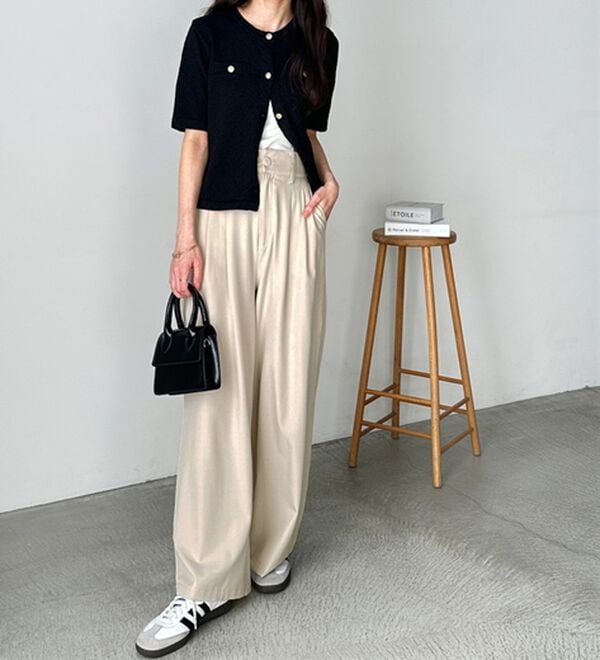 GeeRA（ジーラ）の「着心地抜群！ハイウエストダブルタックワイドパンツ（フルレングスパンツ）」｜詳細画像