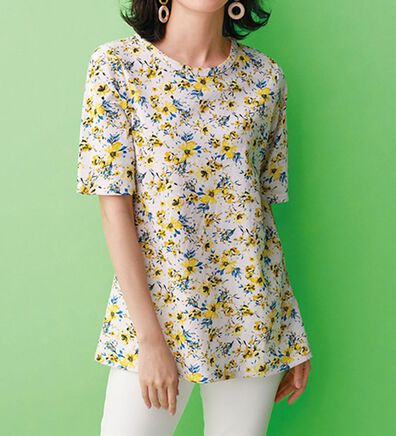 BELLUNA（ベルーナ）の「涼やか強撚綿１００％プリントプルオーバー（カットソー）」