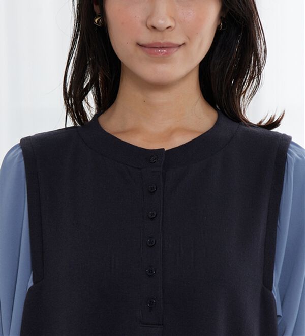 BELLUNA（ベルーナ）の「ヘンリーネック袖切替デザインワンピース（その他ワンピース）」｜詳細画像