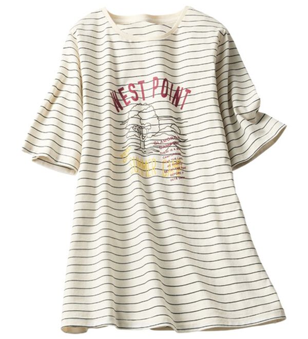 ルフラン（ルフラン）の「さらり快適！プリントゆるＴシャツ（Tシャツ）」｜オフ系