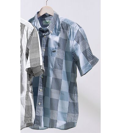 「クロコダイル　チェック柄半袖シャツ（メンズシャツ）」