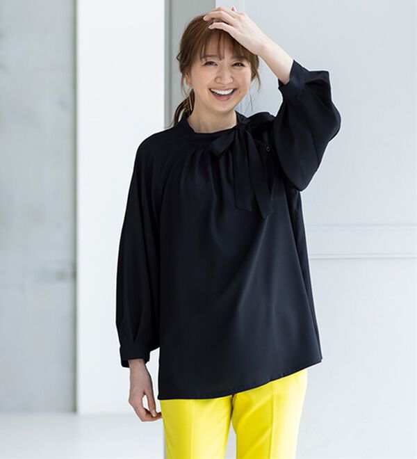 BELLUNA（ベルーナ）の「私を輝かせる！衿リボンゆったりブラウス（ブラウス）」｜詳細画像