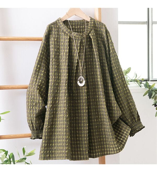 ルフラン（ルフラン）の「ウール混サッカー素材ブラウス＜ルナリア＞（ブラウス）」｜詳細画像