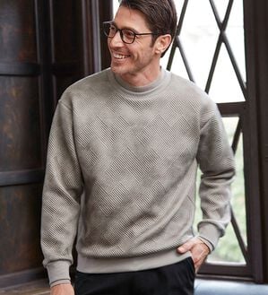 「＜コムルヴァン・オム＞ふくれジャカードレザー風トレーナー（メンズトレーナー）」｜詳細画像