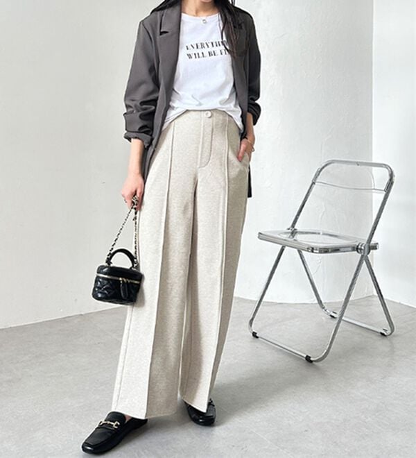 GeeRA（ジーラ）の「美脚ストレッチセミワイドパンツ（ワイドパンツ・ガウチョ）」｜詳細画像