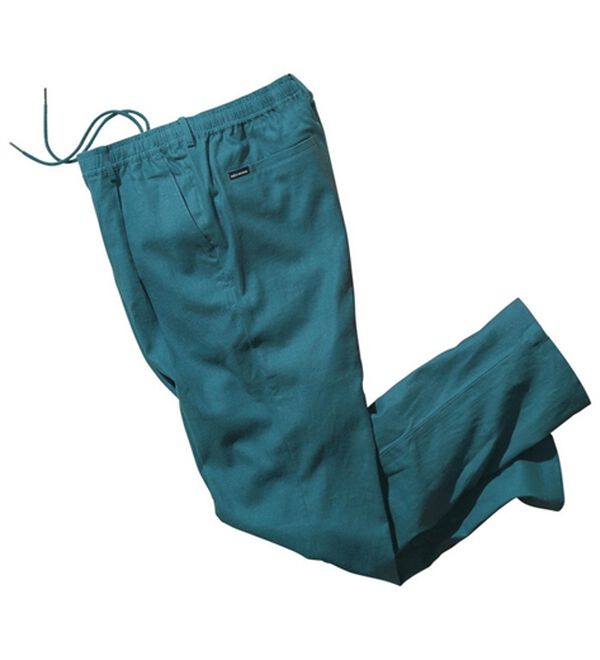 「＜イネド＞ひんやり麻入りテーパードパンツ（メンズフルレングスパンツ）」｜ブルー