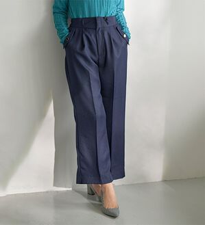 RANAN（ラナン）の「ボタンデザインハイウエストワイドパンツ（フルレングスパンツ）」｜ネイビー