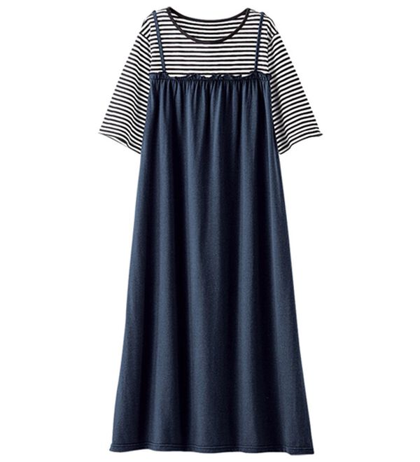 DIESEL キャミワンピース ネイビー L 重ね着 着回し オシャレ ダブルストラップサテンIラインキャミワンピース/ネイビー – Lumier