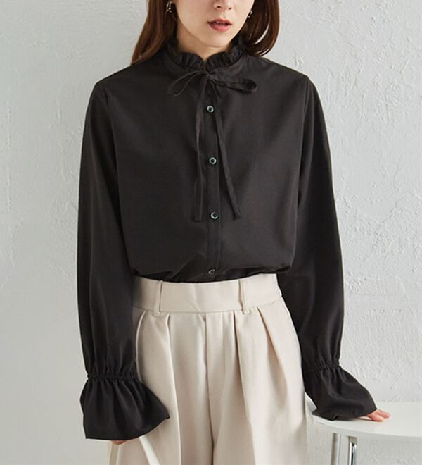RANAN（ラナン）の「プチフリルリボン付きブラウス（ブラウス）」｜詳細画像