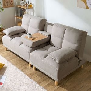 iellio（イエリオ）の「テーブル付３ＷＡＹソファベッド＜３人掛け・クッション付・ドリンクホルダー付・リクライニング・テーブルソファ・脚付きソファ＞（ソファ）」｜詳細画像