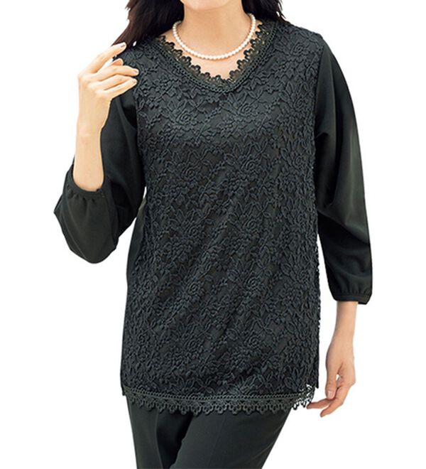 ルフラン（ルフラン）の「【２色組】きちんと見えの裏起毛レースブラウス（ブラウス）」｜詳細画像