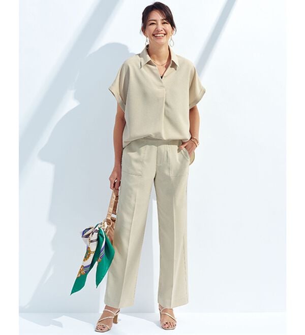 BELLUNA（ベルーナ）の「ひんやりリネンライク素材ゆったりブラウス（ブラウス）」｜詳細画像