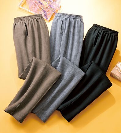 「【３本組】日本製ウール調上品パンツ（フルレングスパンツ）」