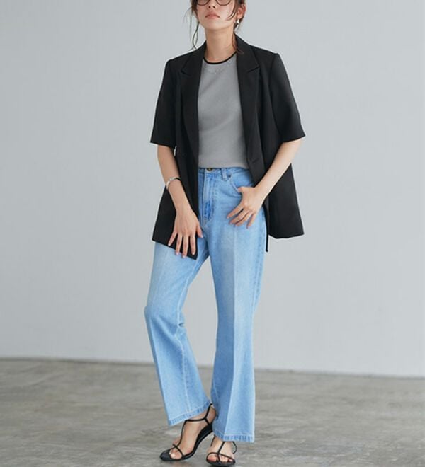 Pierrot（ピエロ）の「【接触冷感】配色デザインフレアニット（ニット・セーター）」｜詳細画像