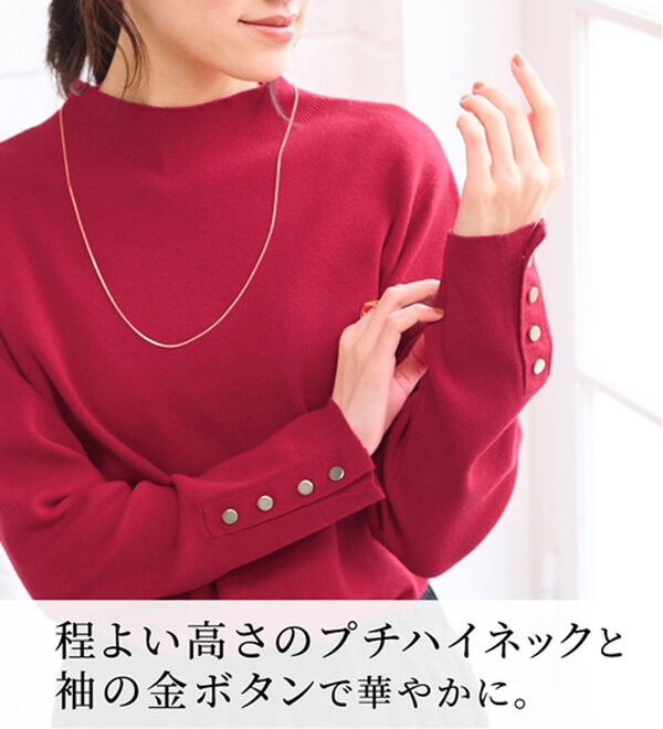 BELLUNA（ベルーナ）の「もちもち袖ボタンニットプルオーバー（ニット・セーター）」｜詳細画像