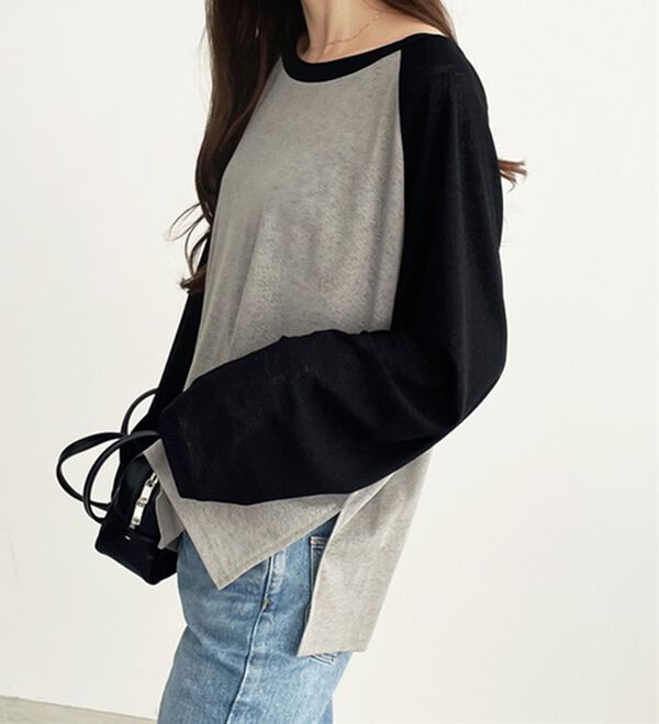 GeeRA（ジーラ）の「ラグラン切替配色スラブシアーカットソー（カットソー）」｜詳細画像