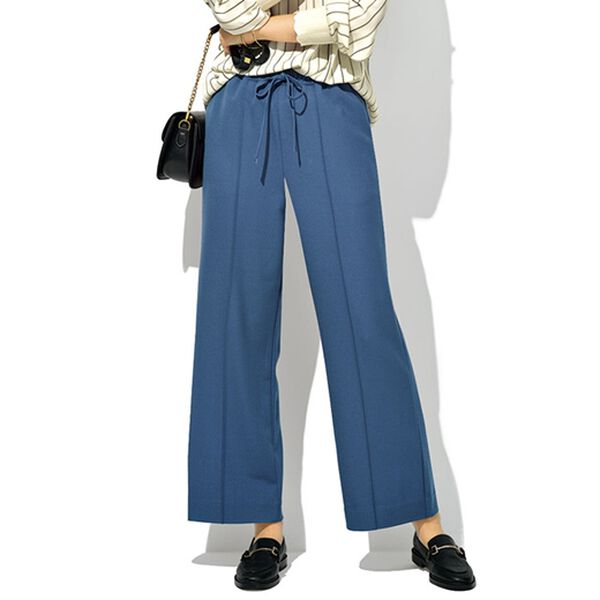 BELLUNA（ベルーナ）の「ストレッチ素材ドロスト美脚ワイドパンツ（ワイドパンツ・ガウチョ）」｜ブルーグレー