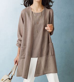 BELLUNA（ベルーナ）の「麻混ガーゼ調素材トッパージャケットアンサンブル（その他ジャケット）」｜詳細画像