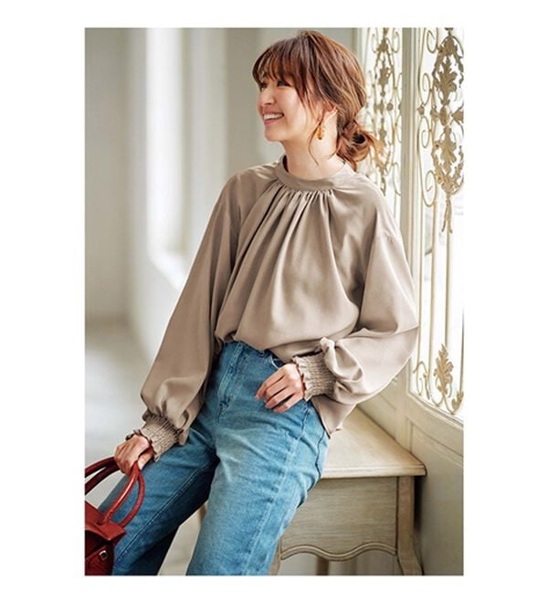 GeeRA（ジーラ）の「ハイネックギャザーバルーンスリーブブラウス（ブラウス）」｜詳細画像