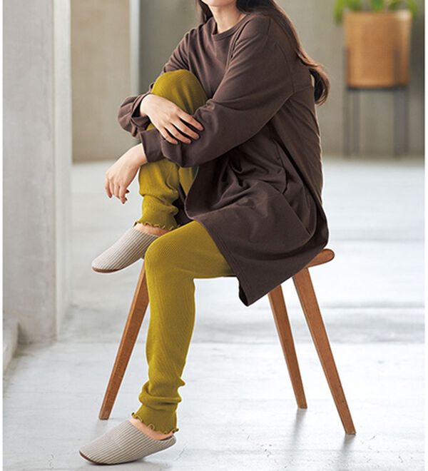 BELLUNA（ベルーナ）の「ハピネスコットン１００％ニットリブ温活レギンス（スパッツ・レギンス）」｜詳細画像