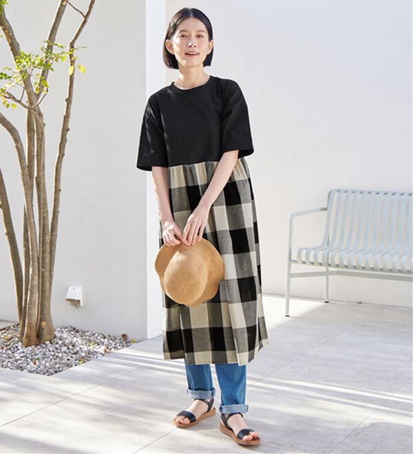 Viola e Viola（ヴィオラ エ ヴィオラ）の「さらひやりコーデ楽ちんドッキングワンピ―ス（ドッキングワンピース）」｜詳細画像