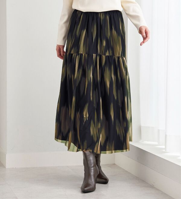BELLUNA（ベルーナ）の「２倍の着こなし！チュールプリントスカート（ロングスカート）」｜詳細画像