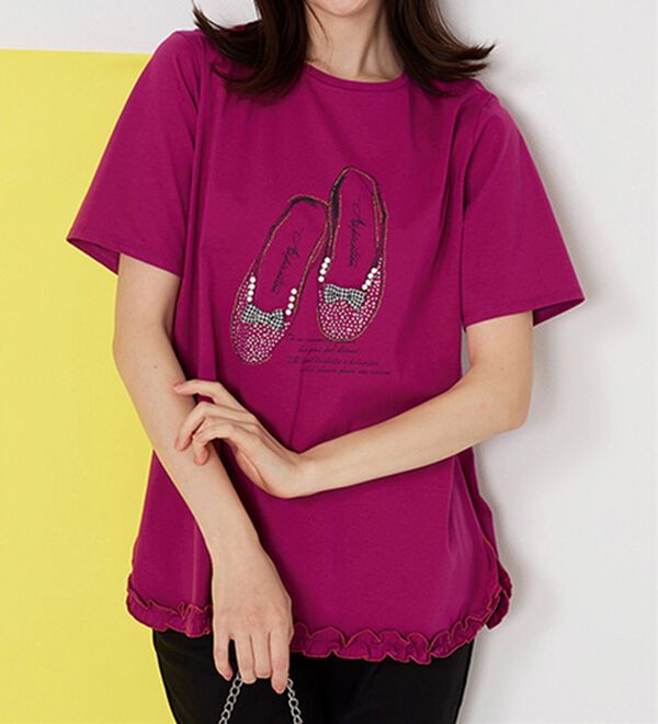 BELLUNA（ベルーナ）の「リボンモチーフ裾フリルプルオーバー（Tシャツ）」｜詳細画像