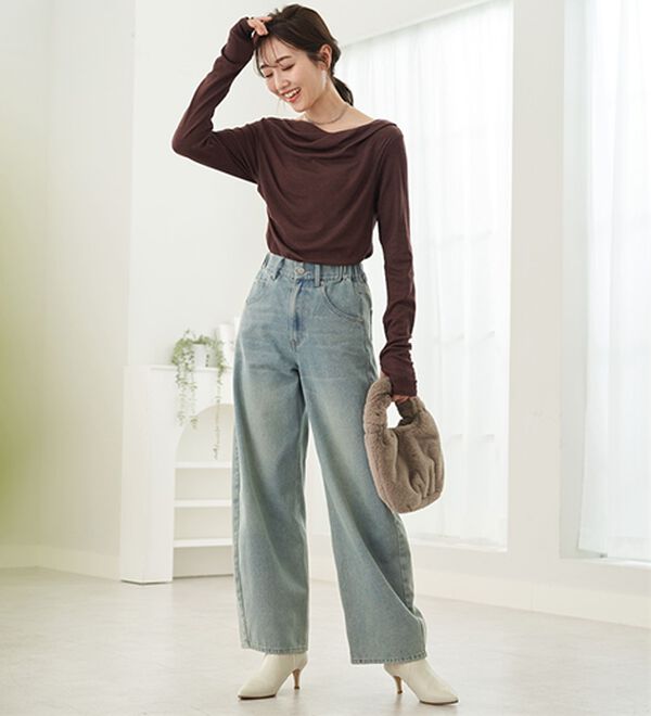 オシャレに見えるカーブデニムパンツ - ベルーナ【公式】