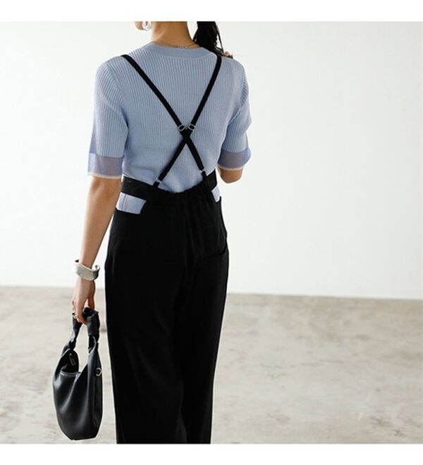 GeeRA（ジーラ）の「サイドカットアウトサス付ハイウエストパンツ（オールインワン）」｜詳細画像