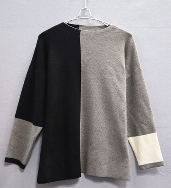 BELLUNA（ベルーナ）の「配色デザインニットプルオーバー（チュニック）」｜詳細画像