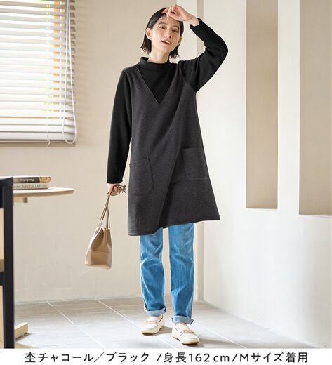 R*O様 プトマヨ 重ね着風カットチュニックワンピース 黒 プトマヨ R*O