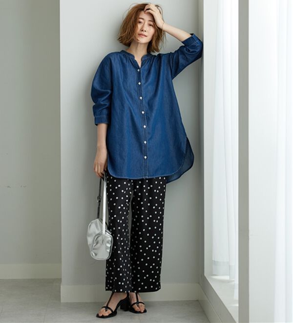 BELLUNA（ベルーナ）の「やわらかデニム素材シャツチュニック（チュニック）」｜詳細画像