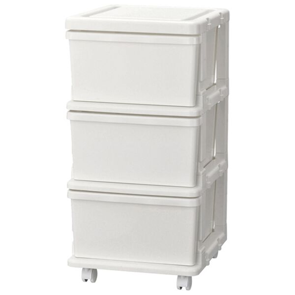 「新便利な３段チェスト（収納ケース・収納ボックス）」｜ホワイト